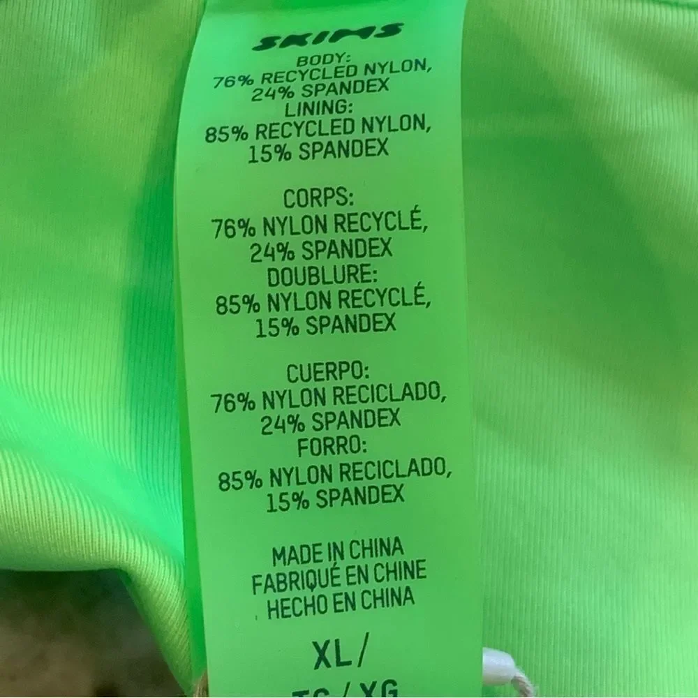 Skims Recycled Swim Long Sleeve Bikini Top and Sarong Skirt Neon Green Size XL